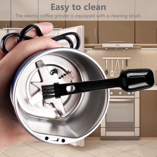 Koffiemolen 300 W met roestvrijstalen messen voor koffiebonen, specerijen en noten - multifunctionele elektrische koffiemolen voor perfect gemalen koffie en kruiden — afbeelding 4
