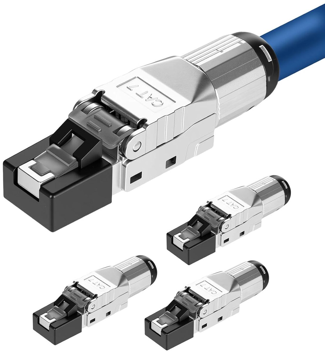 SnelShoppen - RUIZHI CAT 7 RJ45 Plug, Netwerk Plug voor LAN Kabel, Ethernet Stekker, Volledig Afgeschermd STP, 10 Gbit/s, 4 Stuks