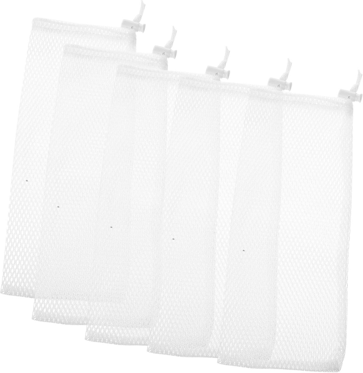 SnelShoppen - 5 Stuks Vogelvoedernet van Duurzaam Polyester, Hangende Voederzakken met Trekkoord, Scheurvast Zakje voor Wilde Vogels, Ideaal voor Tuin