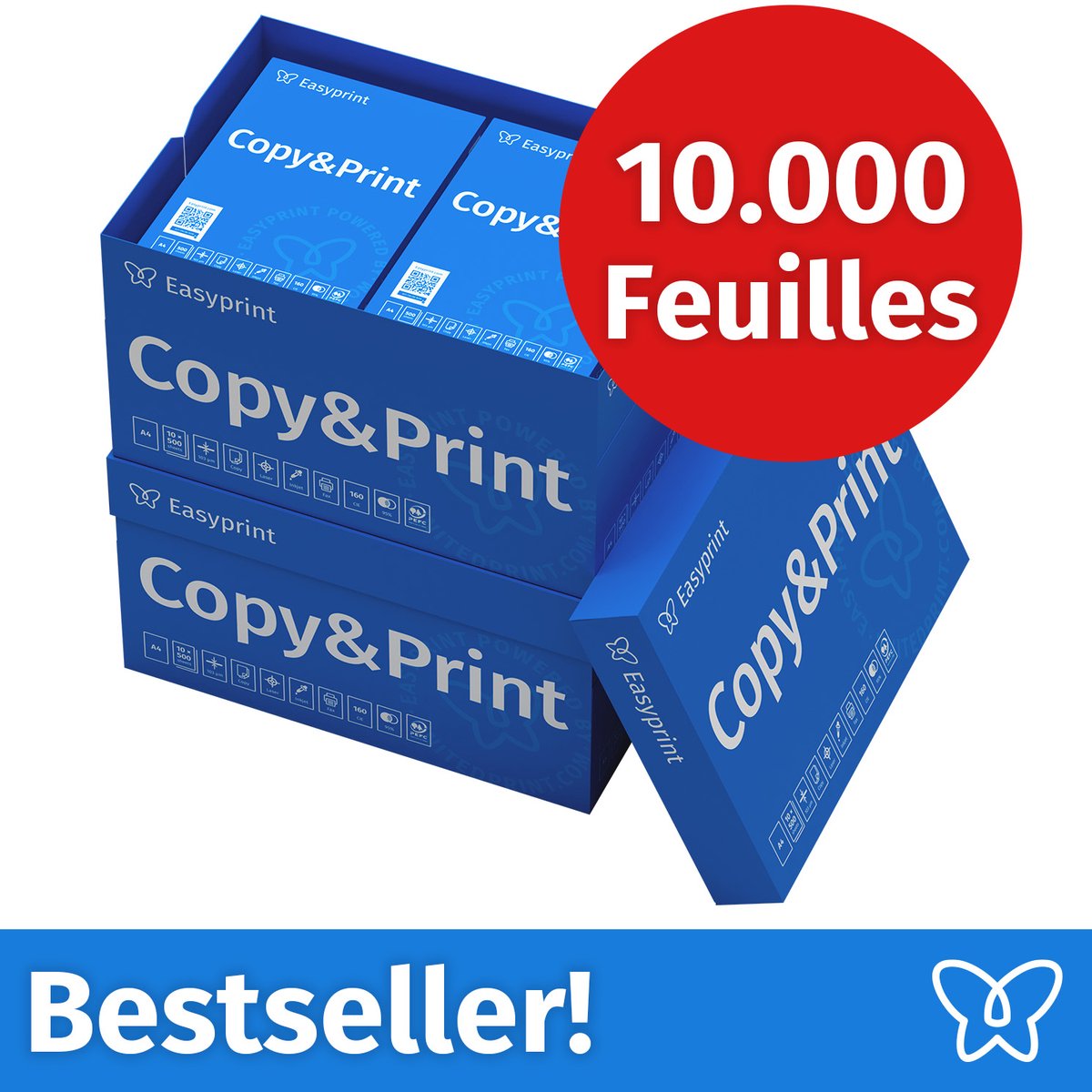 NIEUW: Easyprint Printerpapier Kopieerpapier 10000 Vel 20 x 500 A4 Premium Extra Wit CIE 160 Testwinnaar PEFC-gecertificeerd