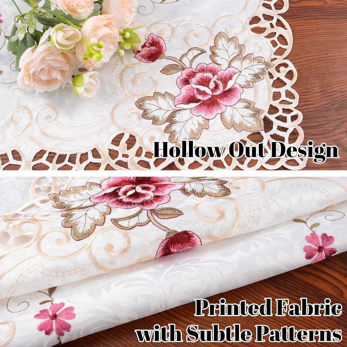 Lace Doily 60x60cm - Retro Bloemenprint - Elegante Tafelmat - Perfect voor Dressoirs - ShopVlot