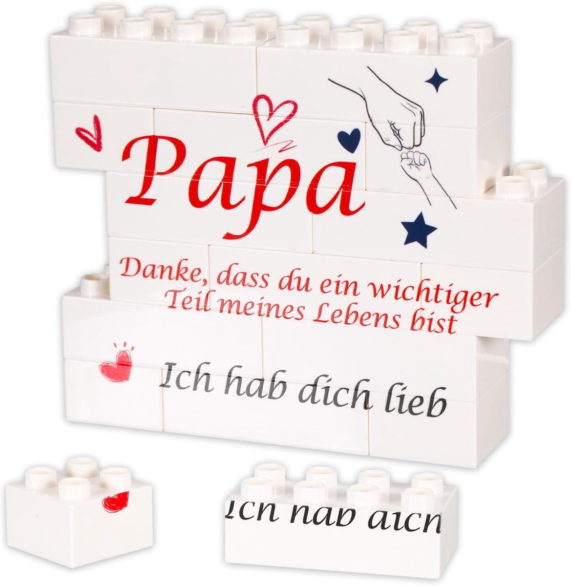 SnelShoppen - Kerstcadeaus voor papa met opdruk "Danke dass Du Ein Hauptteil Meines Leben Bist", witte bouwsteendecoratie, ideaal voor Vaderdag, verja