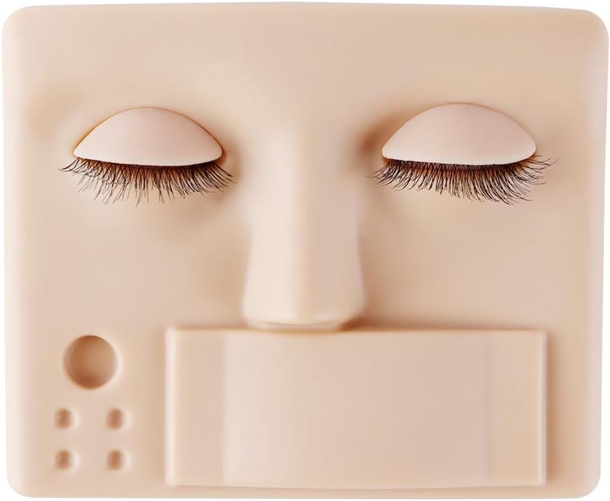 SnelShoppen - Eyelash Transplant Oefenhoofd met Verwisselbare Wimpers - 3D Dubbel Laag Wimpers - Oefenmodel voor Wimperstylisten - Bruin