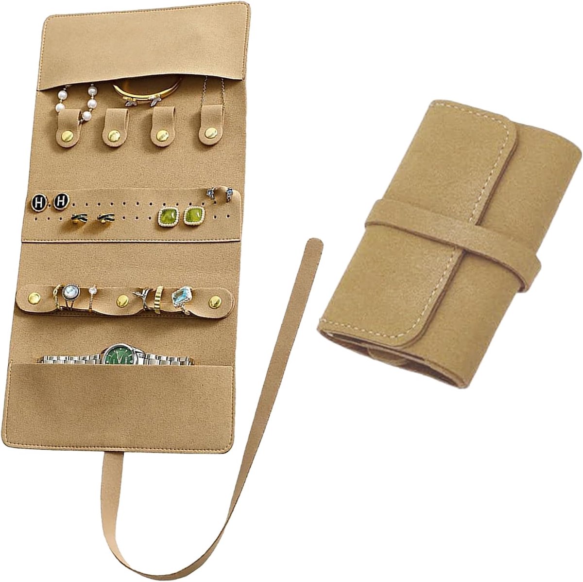 Sieraden pouch klein luxe sieraden roller bag - Reis sieraden organizer - Beschermt ringen, oorbellen en kettingen - ShopVlot