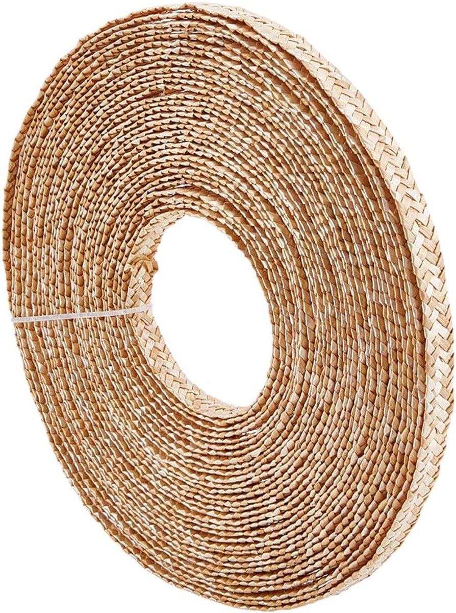 SnelShoppen - 13.1m Tarwe Stro Ribbelband voor Hoedjes Maken, 0.53 Inch Breed Jute Stro Knutselband voor DIY Creaties, Blanch Almond Kleur, Perfect vo