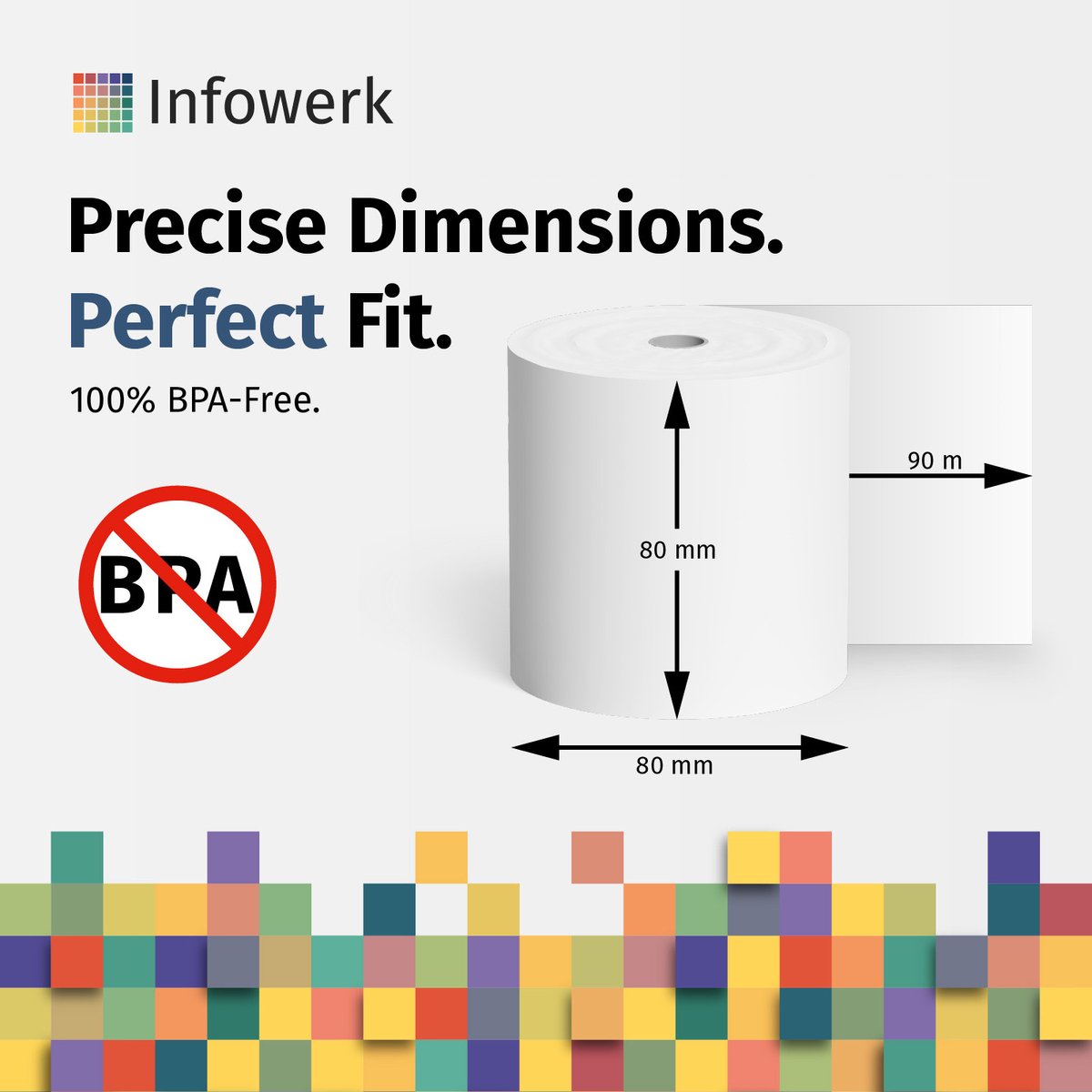 NIEUW: Infowerk Thermische Rollen / Kassarollen, 30 Rollen, 80mm x 80mm x 12mm, 90m, Testwinnaar, PEFC-gecertificeerd, voor EPSON, IBM e.a.