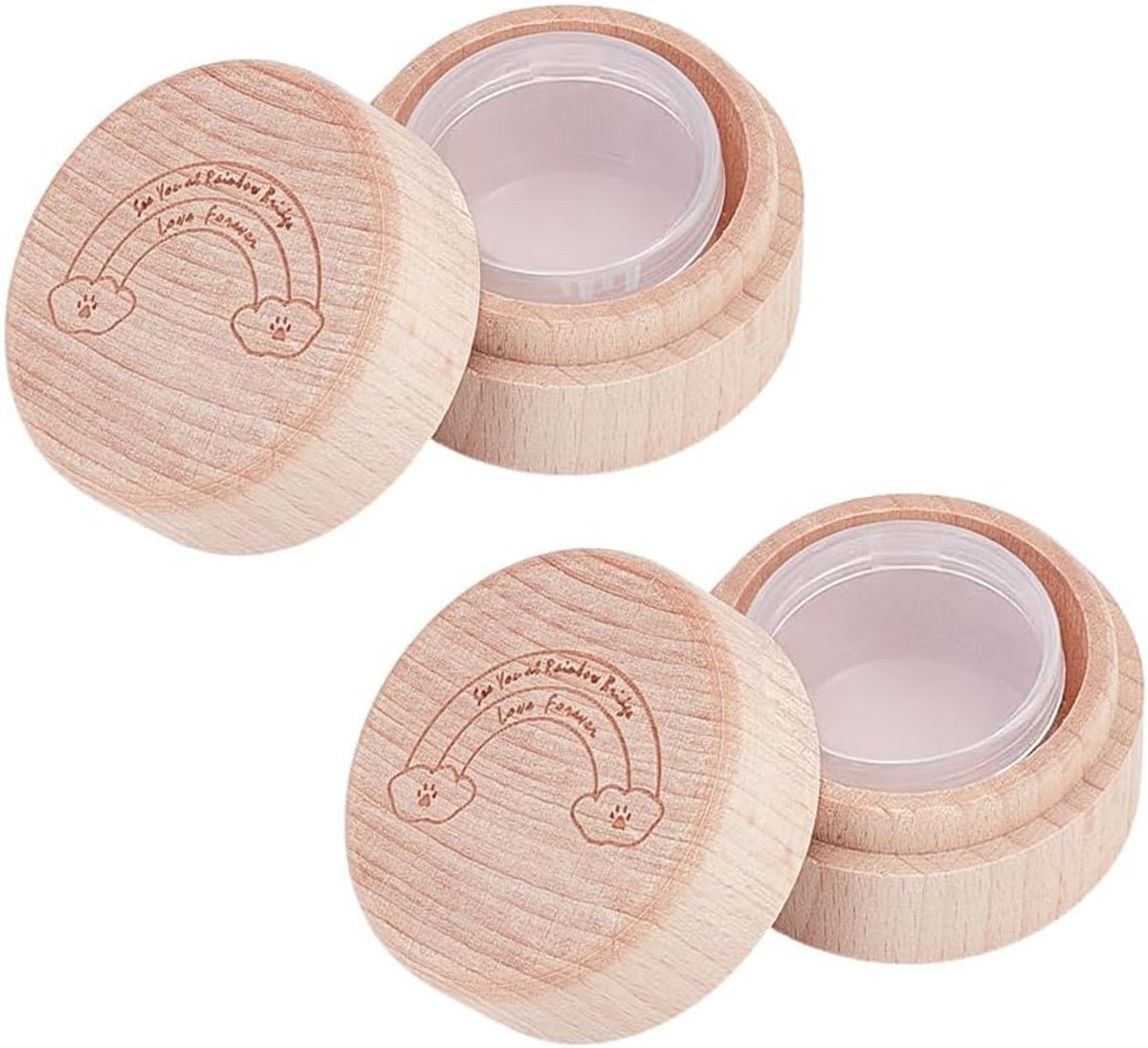 SnelShoppen - Kleine Crematie Urn voor Huisdieren 5x3.5cm met Acryl Doos en Houten Herinneringshouder - Mini Ascontainer met Regenboogpatroon voor As
