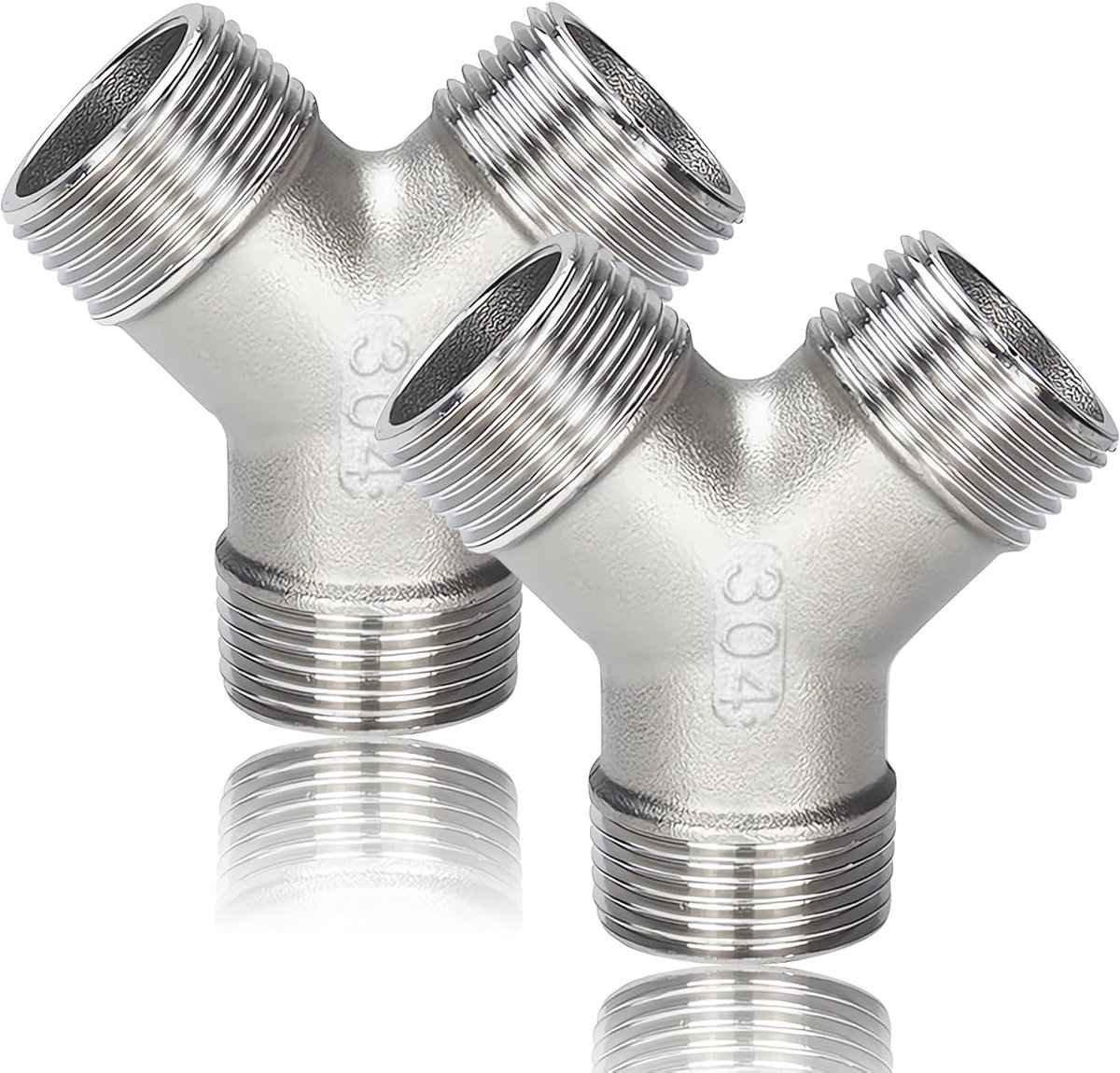 SnelShoppen - 2 Stuks Y-Stuk Wateraansluiting, 1/2 Inch AG RVS Y Fitting Verdelger, 3-Weg Aansluiting, Sanitair Accessoires voor Water, Olie, Gas, Tui