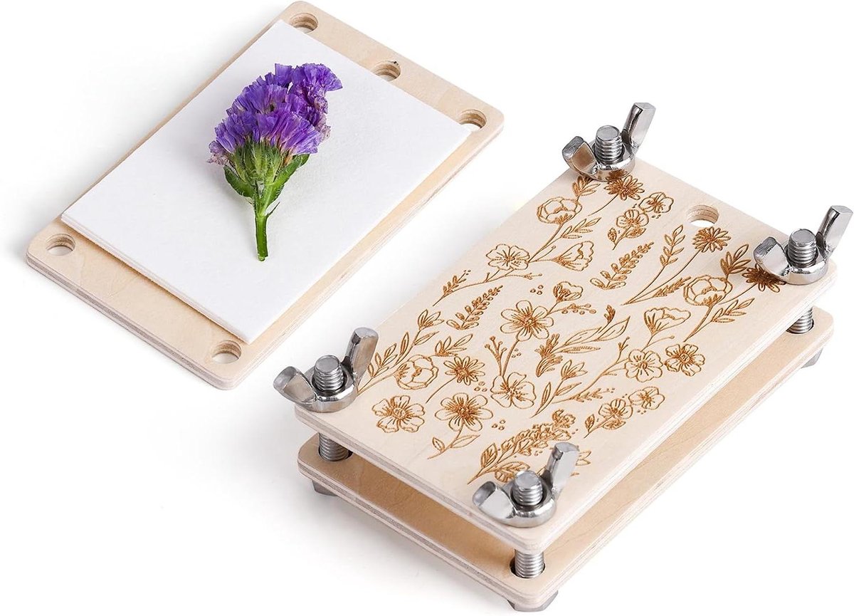 Bloemenpers Boekje - Plant Preserver - Botanische Knutselen - Ultra Draagbaar Ontwerp - 6.3 x 10.2cm - Houtkleur