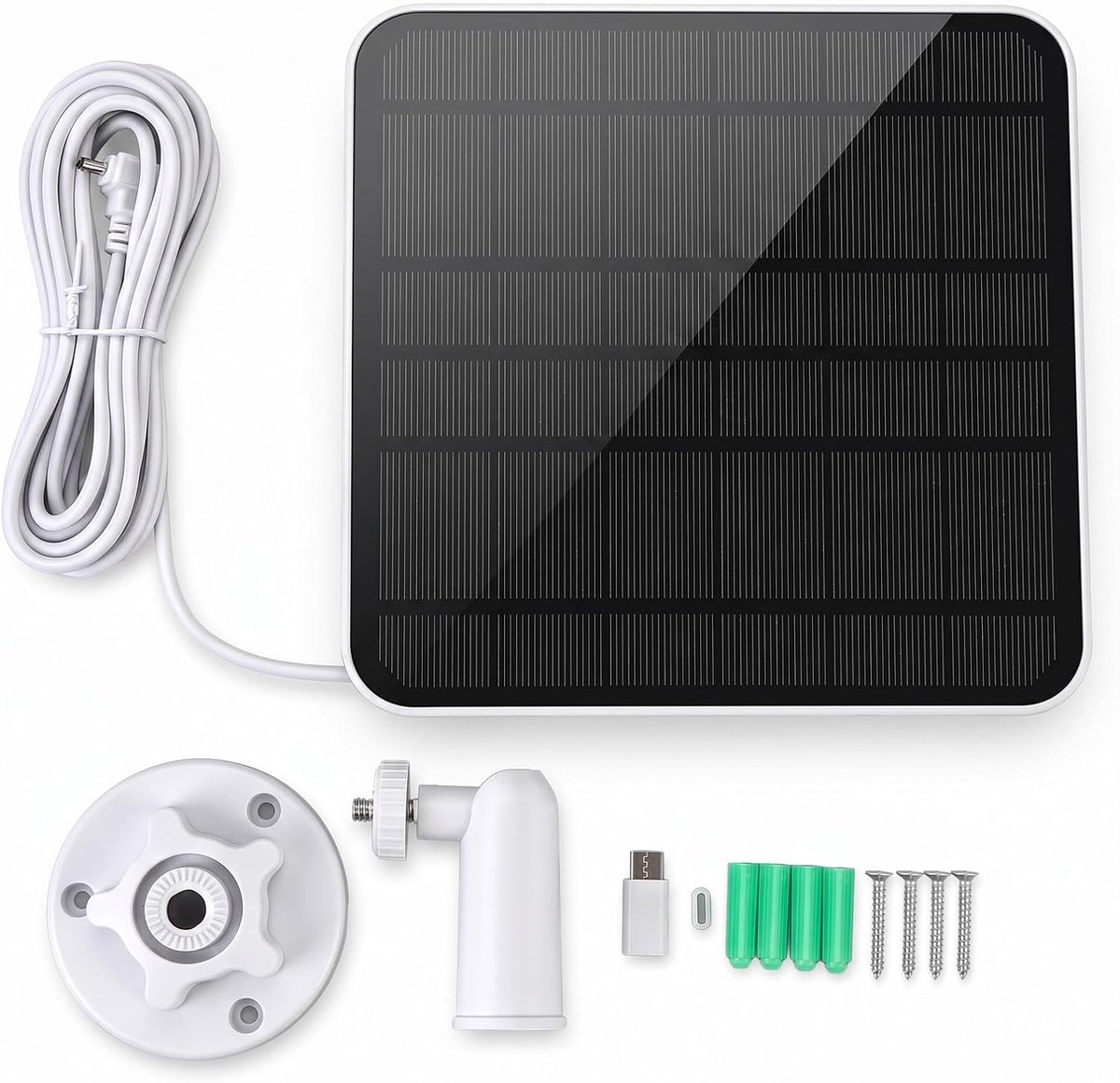 Solar Panel Charger, 12W Solar Panel with Micro USB & USB C Plug for Bird Feeder Camera, Doorbell, Security Camera - ShopVlot