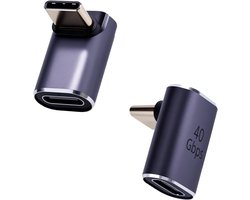 SnelShoppen - USB4.0 40Gbps USB C Haakse USB C Verlengadapter Type C Male naar Female, Thunderbolt Verlenging voor Laptop, Tablet, Telefoon (2 Stuks)
