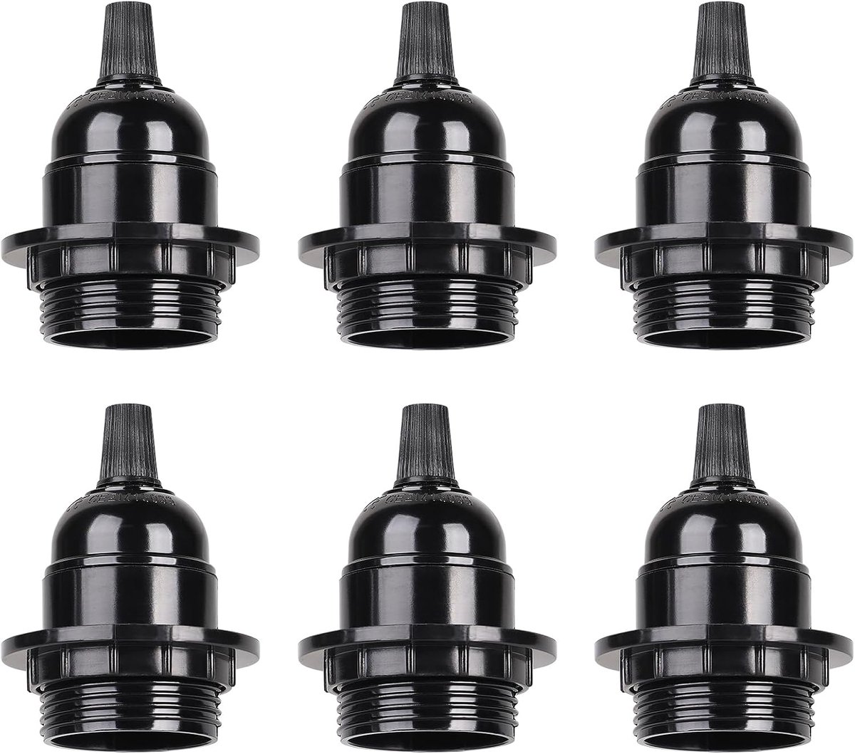 SnelShoppen - 6 x E27 Lampenhouder Fitting 250V 4A Adapter Bakeliet met Trekontlasting voor Tafellamp, Vloerlamp, Plafondlamp - Geschikt voor Diverse