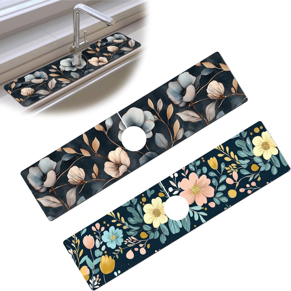 Bimkole 2 Pieces Absorbent Faucet Mat, Throw Protection Sink Kitchen, Faucet Mat Splash Guard for Kitchen and - ShopVlot