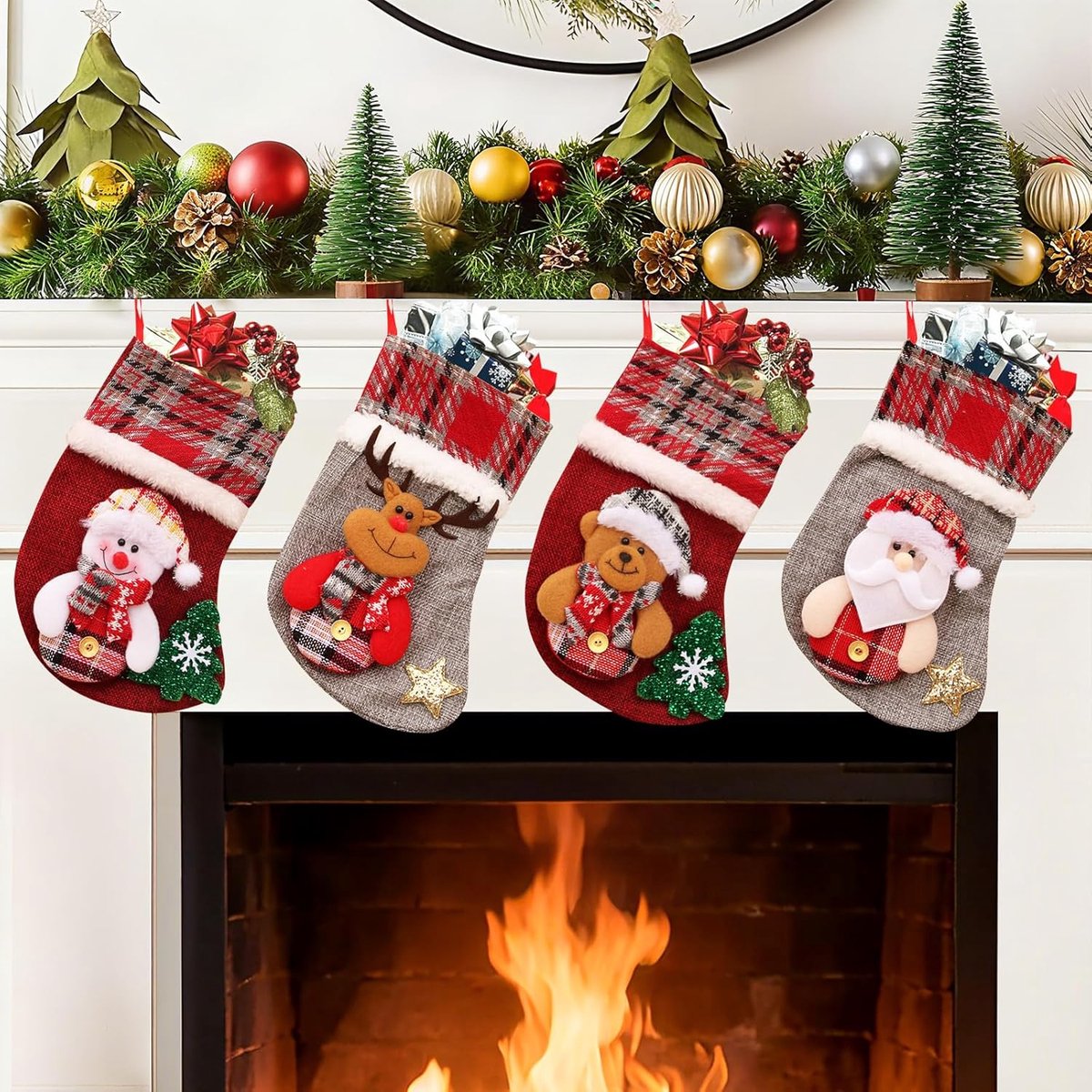 Kerstsokken - Stijl-1 - Decoratief - Perfect voor het ophangen van cadeaus - ShopVlot