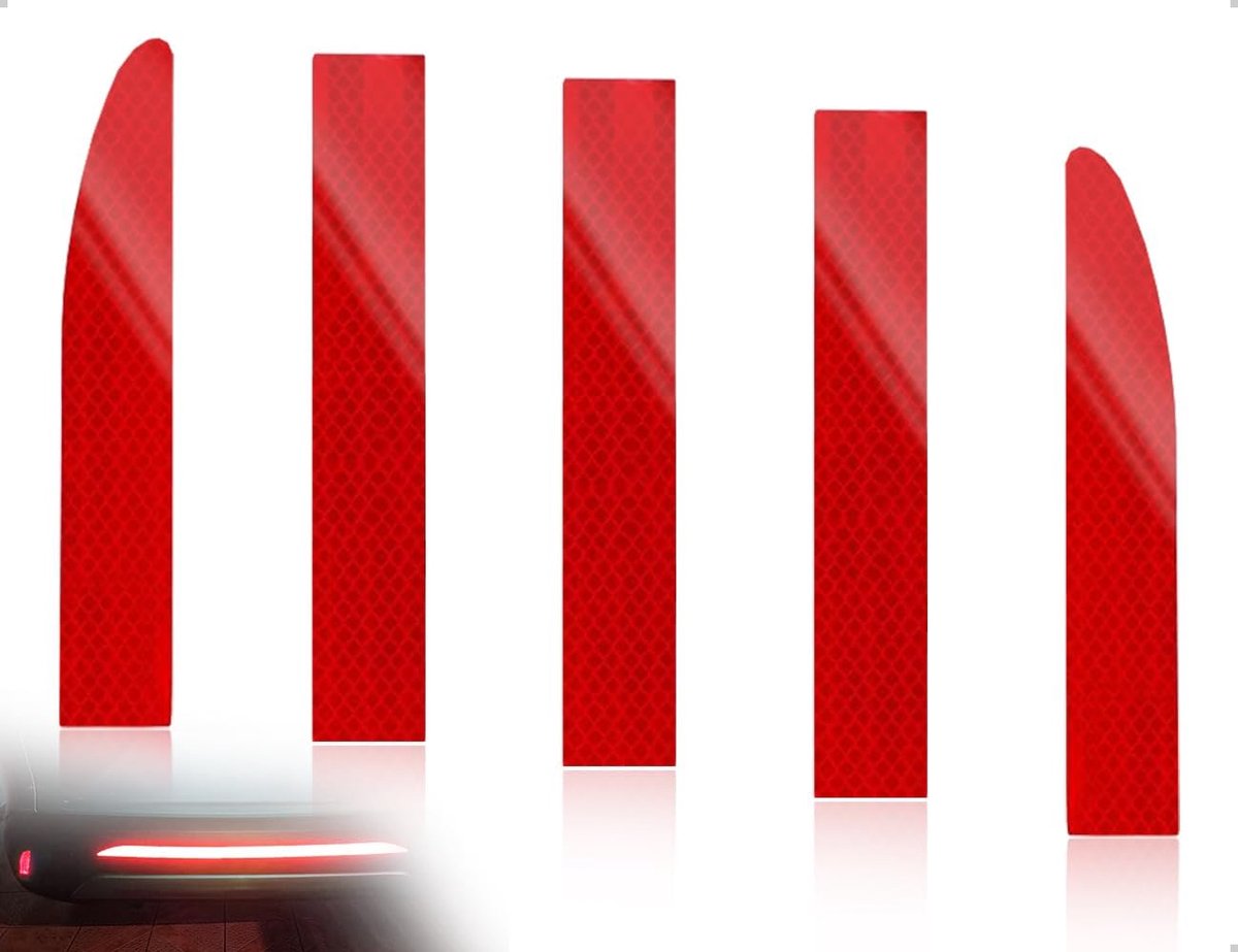SnelShoppen - Set van 5 Reflecterende Stickers voor Auto, Zelfklevende Reflector Tape, Universele Car Strip Stickers, Verbeterde Nachtzichtbaarheid, R