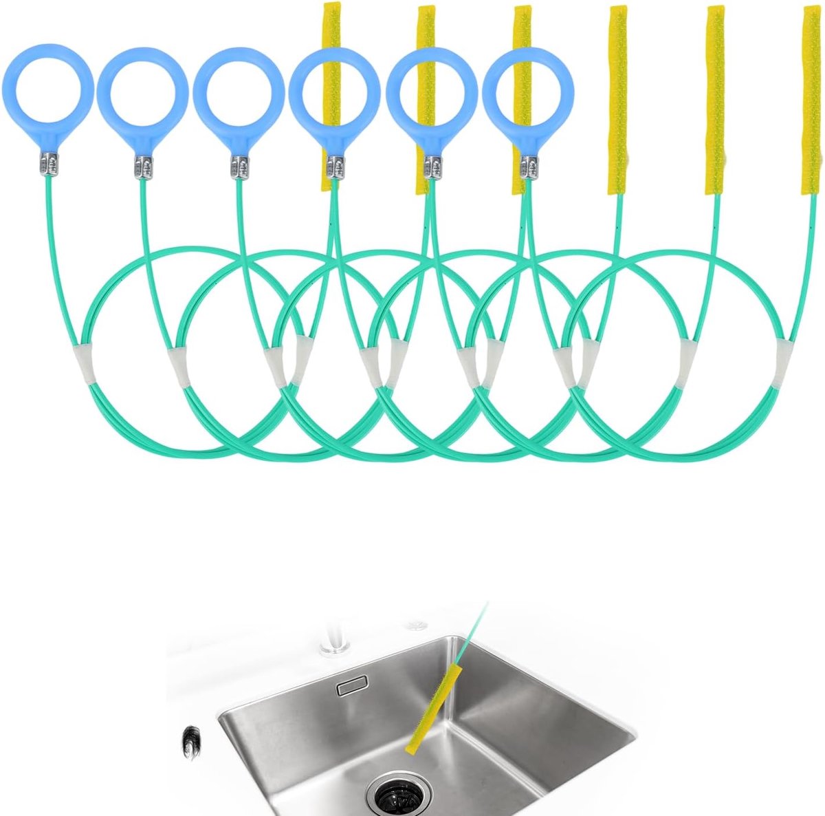 SnelShoppen - 6 Stuks 130cm Afvoer Ontstopper voor Haar, Flexibele Ontstopper voor Wasbak, Douche, Toilet en Badkuip, Anti-Break, Hoogwaardige Materia