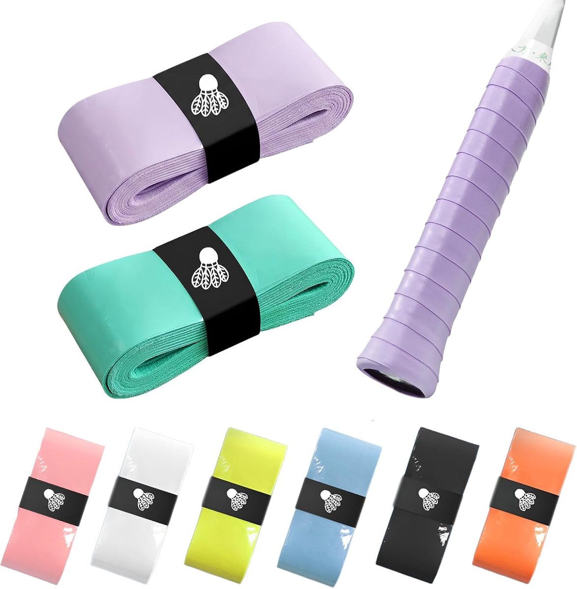 8pcs Colored Grip Band, Tennis Rackets, Non-Slip Grip Band, Badminton Rackets, Soft Grip Band, Replacement Grip Tape - ShopVlot