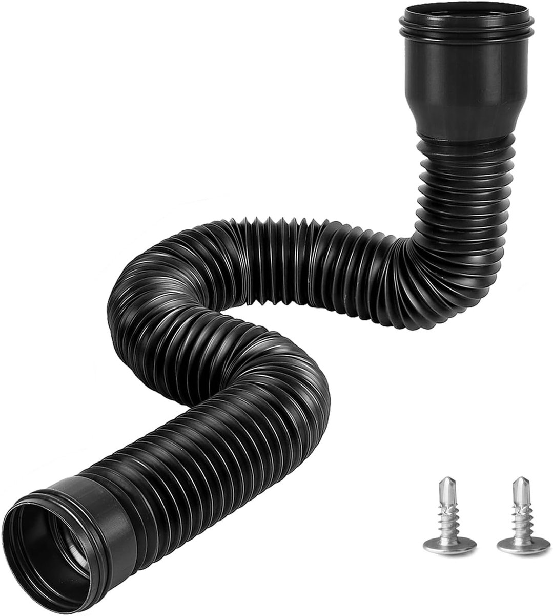 SnelShoppen - Flexibele Regenafvoerbuis Uitbreiding - 80/100 mm Afvoerhals - Verstelbaar van 47 tot 150 cm - Zwart - 1 Stuk - Ideaal voor Tuin, Garage