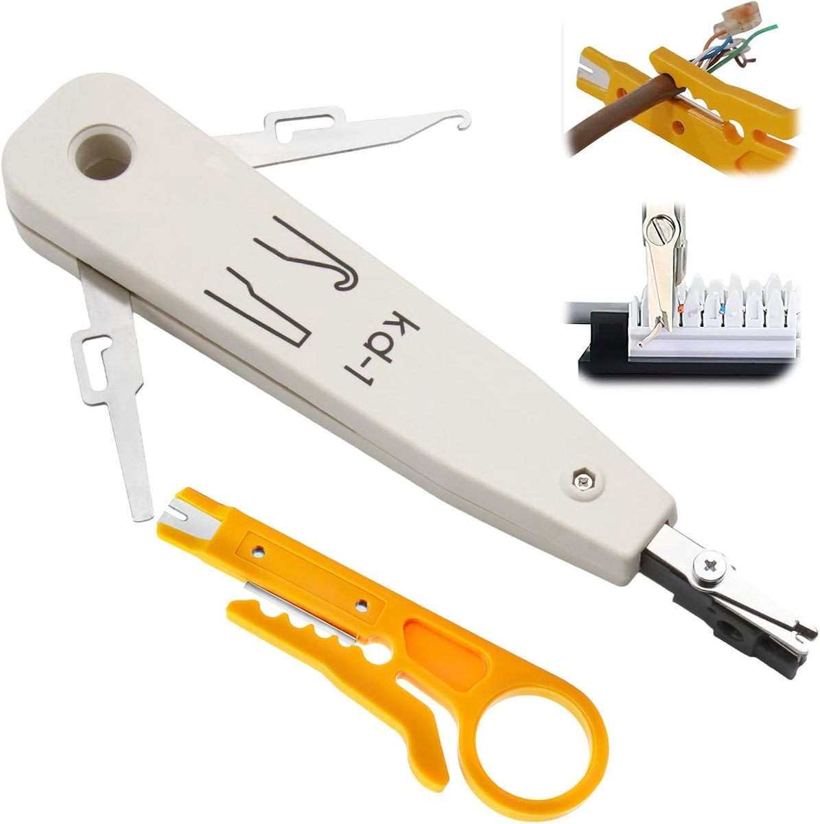 Impact tool Rj45 insert tool - met cutter en stripper - voor netwerk Cat5, Cat6 en Cat7 - eenvoudig en snel aansluiten - ShopVlot