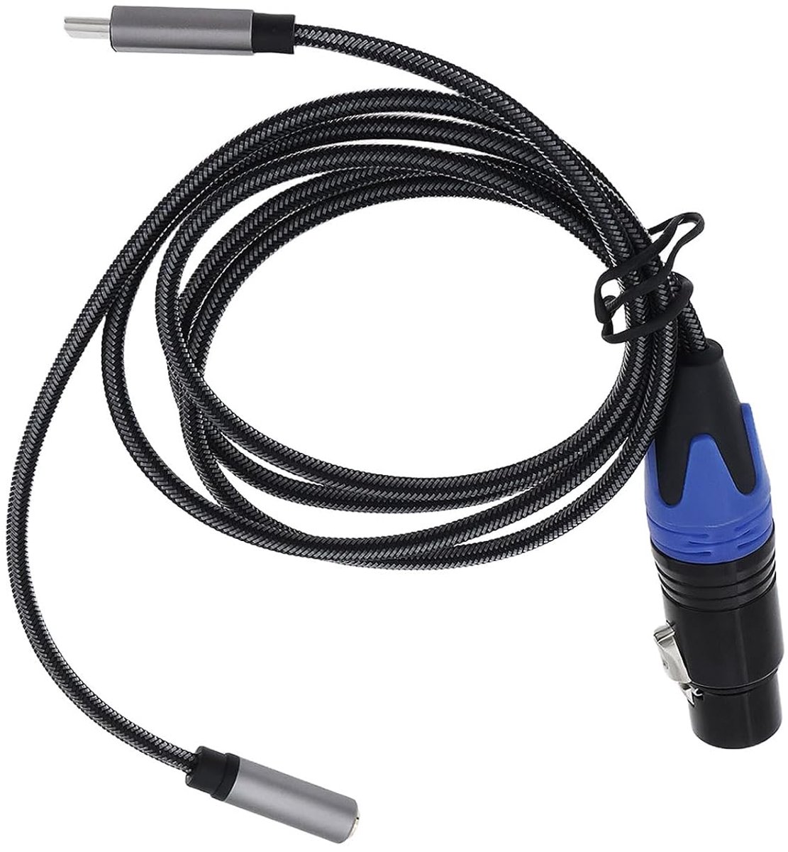 SnelShoppen - USB C naar XLR Vrouwelijk + 3.5mm (1/8) Vrouwelijk Stereo Audio Adapter Kabel voor Smartphone, Tablet, Laptop (1m)