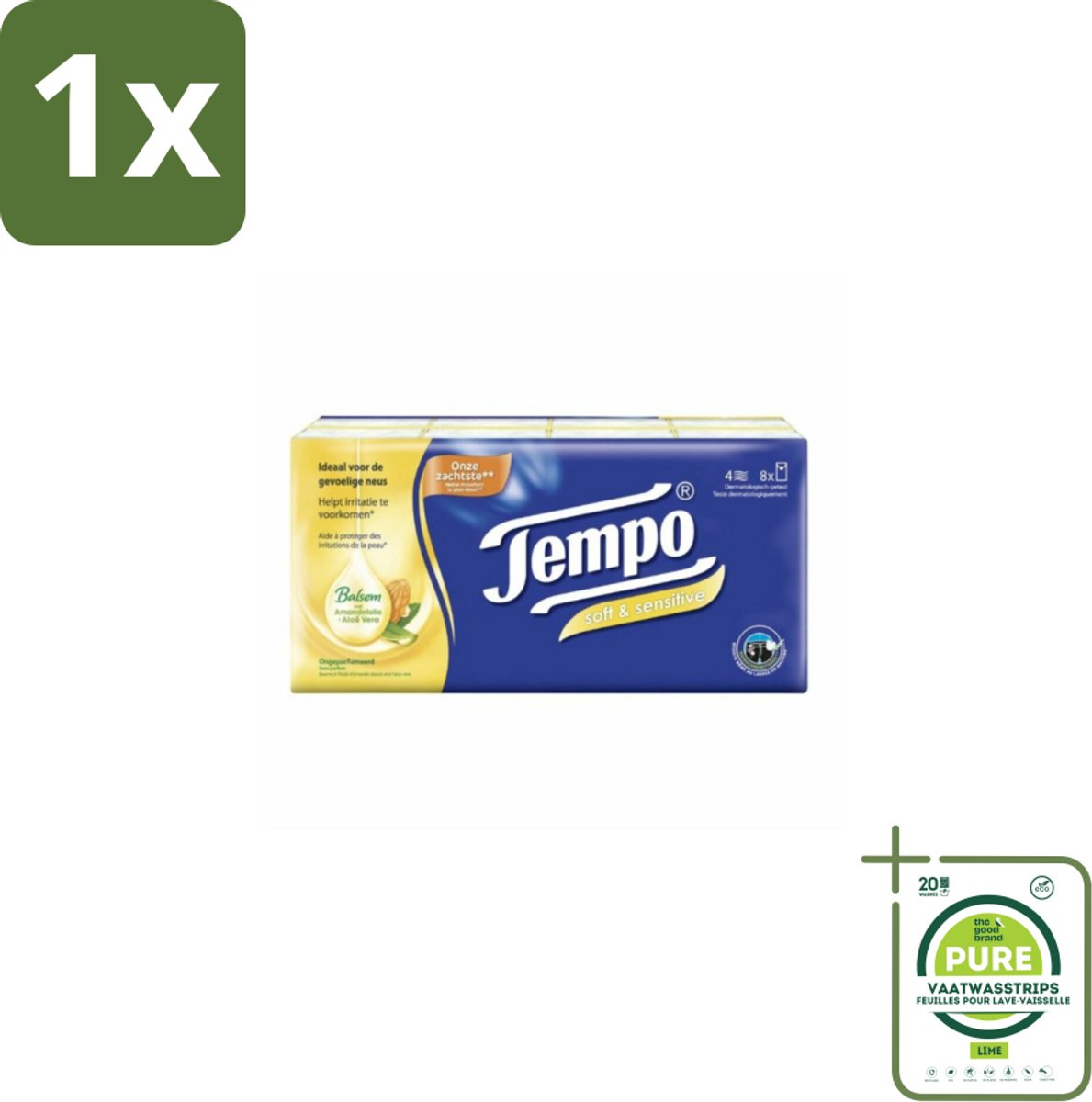 1 x Tempo – Zakdoekjes – Plus - Zachte Zakdoekjes - Gevoelige Neus - Allergie - Verkoudheid - Kamille