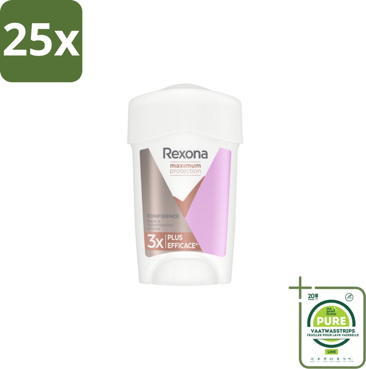 25 x Rexona Women - Deodorant Stick - Maximum Protection Confidence - Anti-transpirant - 45 ml - Grootverpakking - Anti-transpirant - Vrouwen - Bescherming - Zweet - Geur