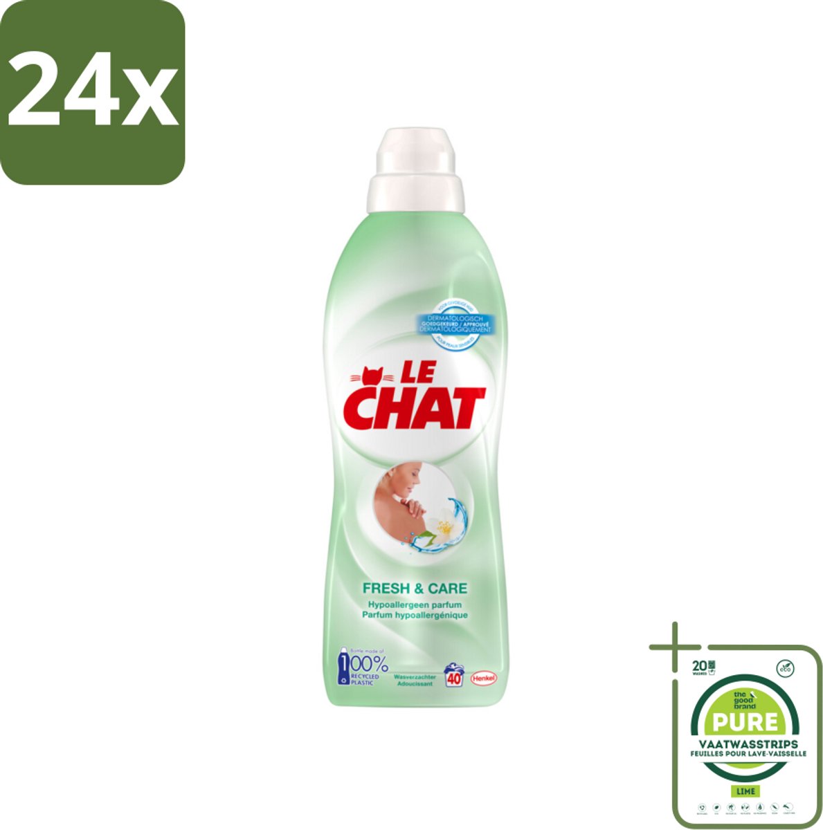 Le Chat – Wasverzachter – Fresh & Care – 880 ml - Voordeelverpakking - 24 stuks - Wasverzachter - Frisheid