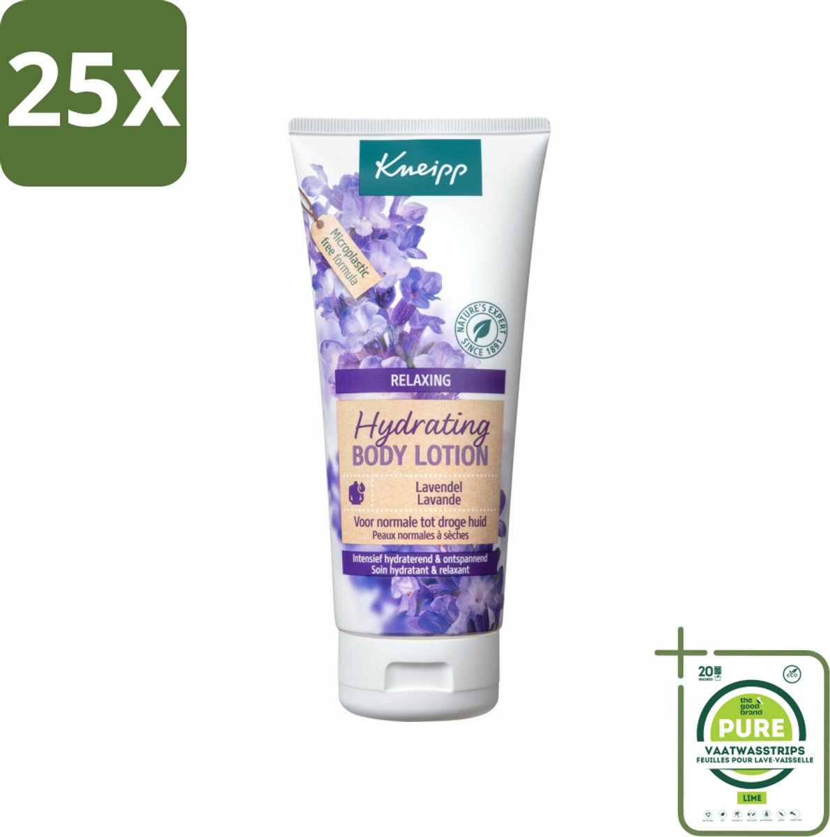 25 x Kneipp - Body lotion - Relaxing - Lavendel - Bloemige geur - 200 ml - Grootverpakking - Lichaamslotion - Ontspannende Lotion - Lavendel - Hydraterende Lotion - Huidverzorging