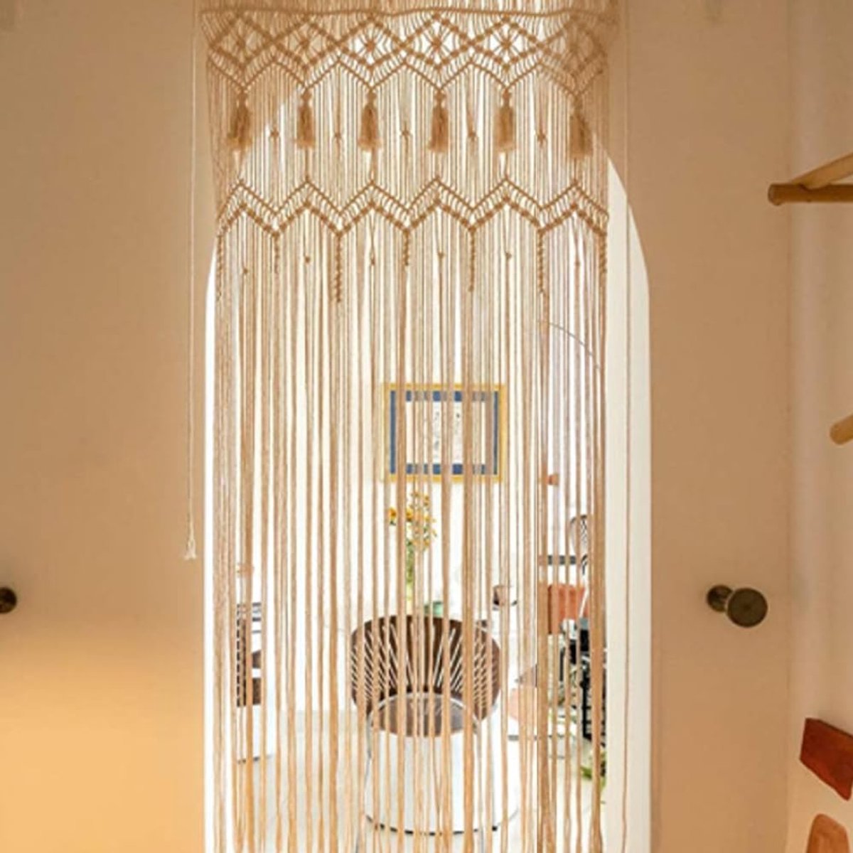 SnelShoppen - Mocrop 72 × 190 cm macramé gordijn boho decoratie deurgordijn voor deur, raam, bruiloft en moderne woonkameraccessoires
