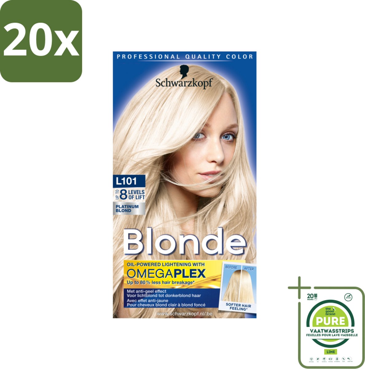 20 x Schwarzkopf - Haarverf - Blonde Platinum Blond L101 - Grootverpakking - Platina Blond - Blond Haar - Haarkleur - Haarkleuring - Platinum Blond Haar