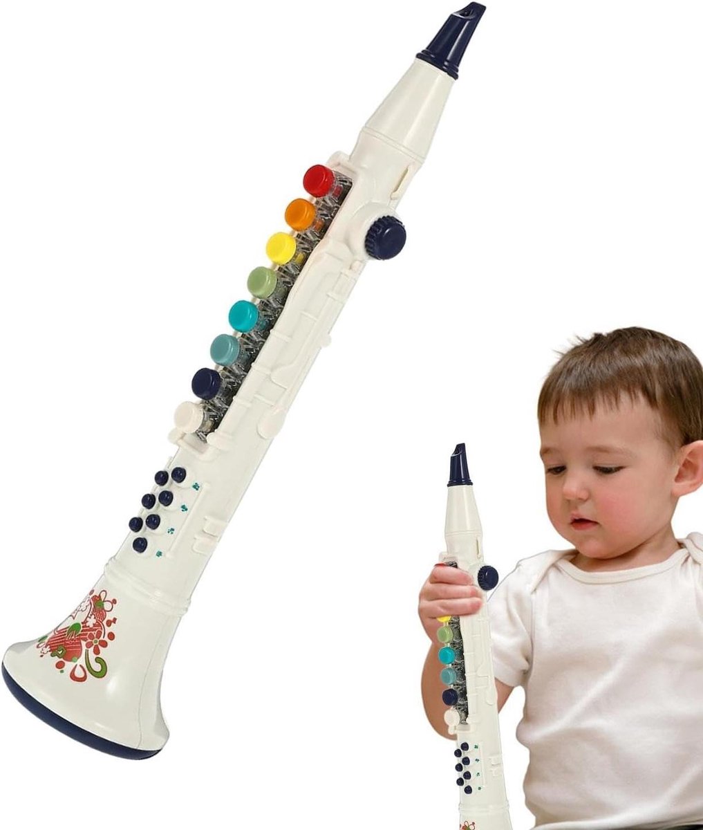 Klarinetspeelgoed Kind - Muziek Speelgoed - Muziek Ontdekken - Volume Verstelbaar - 39.4 cm - Wit