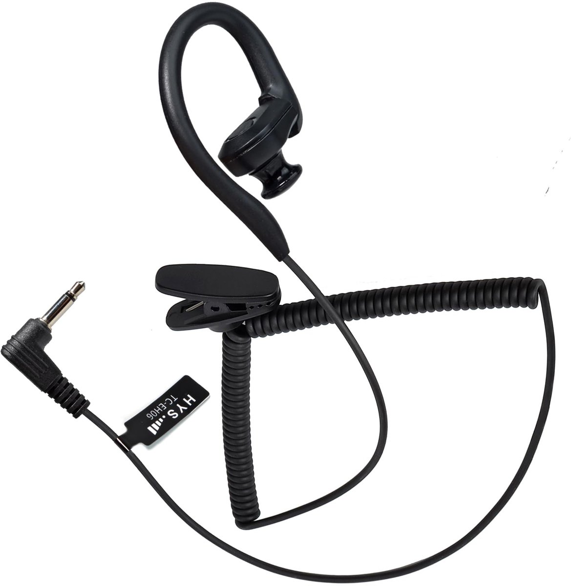 SnelShoppen - HYS Luister Alleen 3,5 mm Oorhaak Oortje met Microfoon - Bedrade In-Ear Hoofdtelefoon met Over-Oorhaak Oorclip - Zwart - Ideaal voor Har