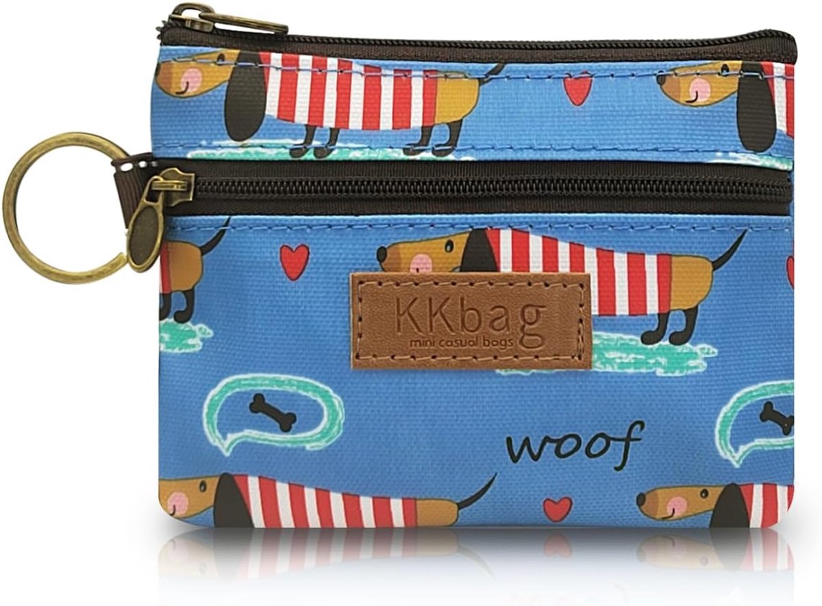 SnelShoppen - Cute Kleine Portemonnee voor Muntjes, Waterdichte Muntentas met Sleutelhanger, Lichtblauw, Ideaal voor Kaarten en Verandering, Mini Opbe