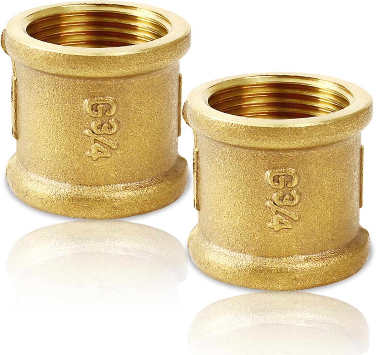 SnelShoppen - 2x Messing 3/4 inch IG/IG Dubbele Nippel, 3/4" Vrouwelijke Draad Connector Adapter, G3/4 Inch Messing, DN20 Dubbele Sleeve Verbinding Ni