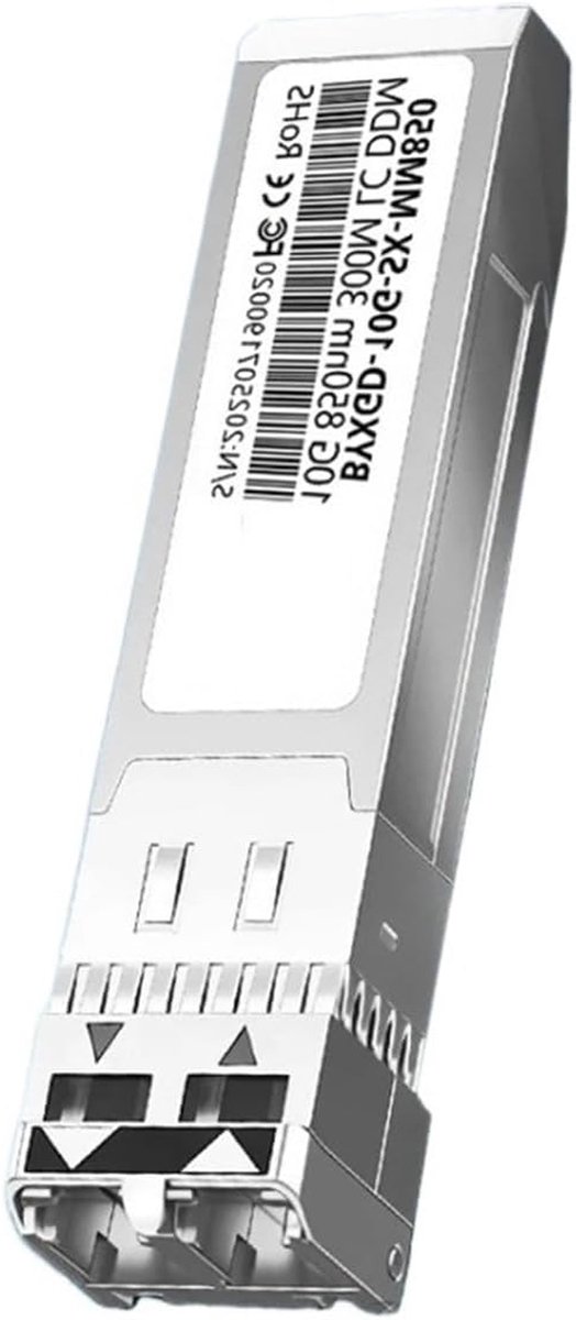 SFP+ Module - Zendontvanger Glasvezel - Netwerk Uitbreiden - Multimode Duplex LC - 300 meter - Zilver