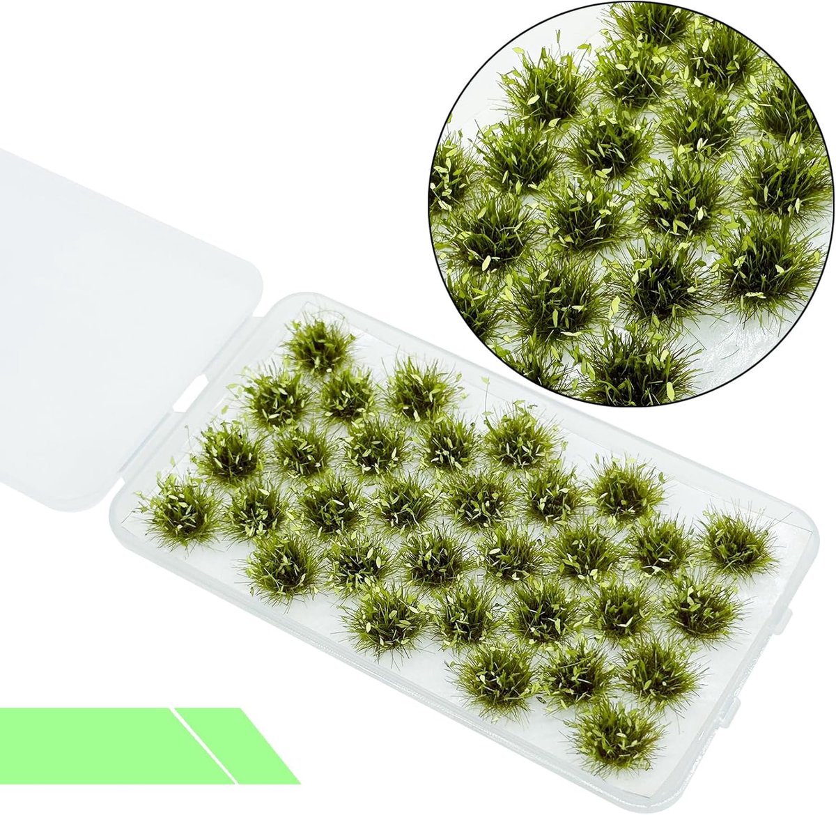 SnelShoppen - Miniatuur Gras Cluster, Statisch Gras Tuft Model Vegetatie Groepen voor DIY Model Spoorweg Landschap, 64PCS Groen en Rood, Nylon Materia