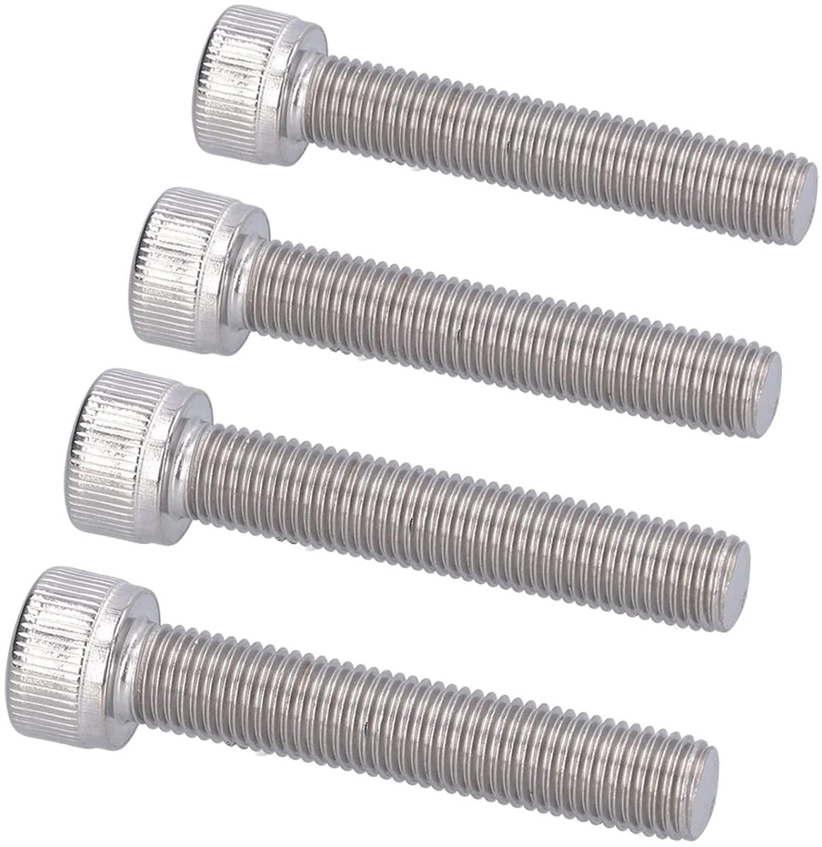 SnelShoppen - Allen Bout M10 1.25mm Fijn Draad 4 Stuks Zeskant Bout A2-70 RVS Geschikt voor Klussen en Modelbouw (M10*55)