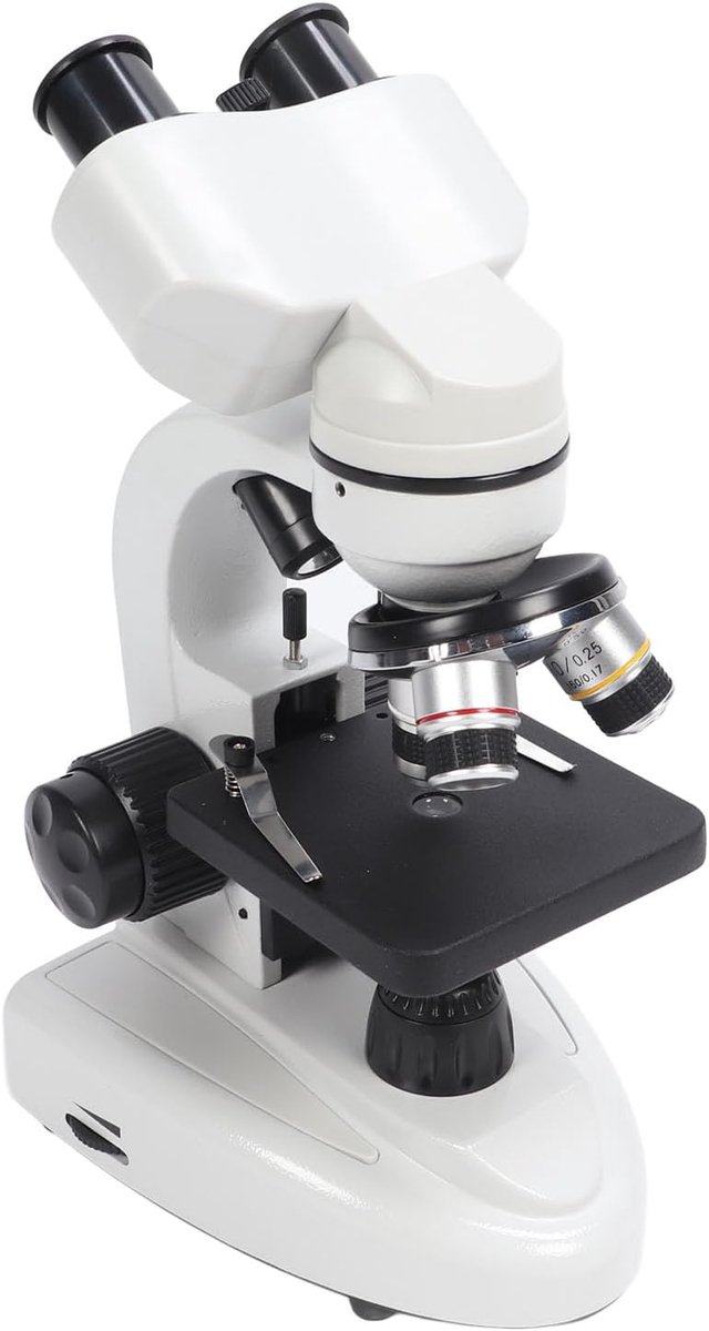 SnelShoppen - Binoculaire Microscoop 40-5000x Vergroting, Fijne Focus Knoppen, LED Verlichting, Geschikt voor Biochemisch Onderzoek, EU Stekker