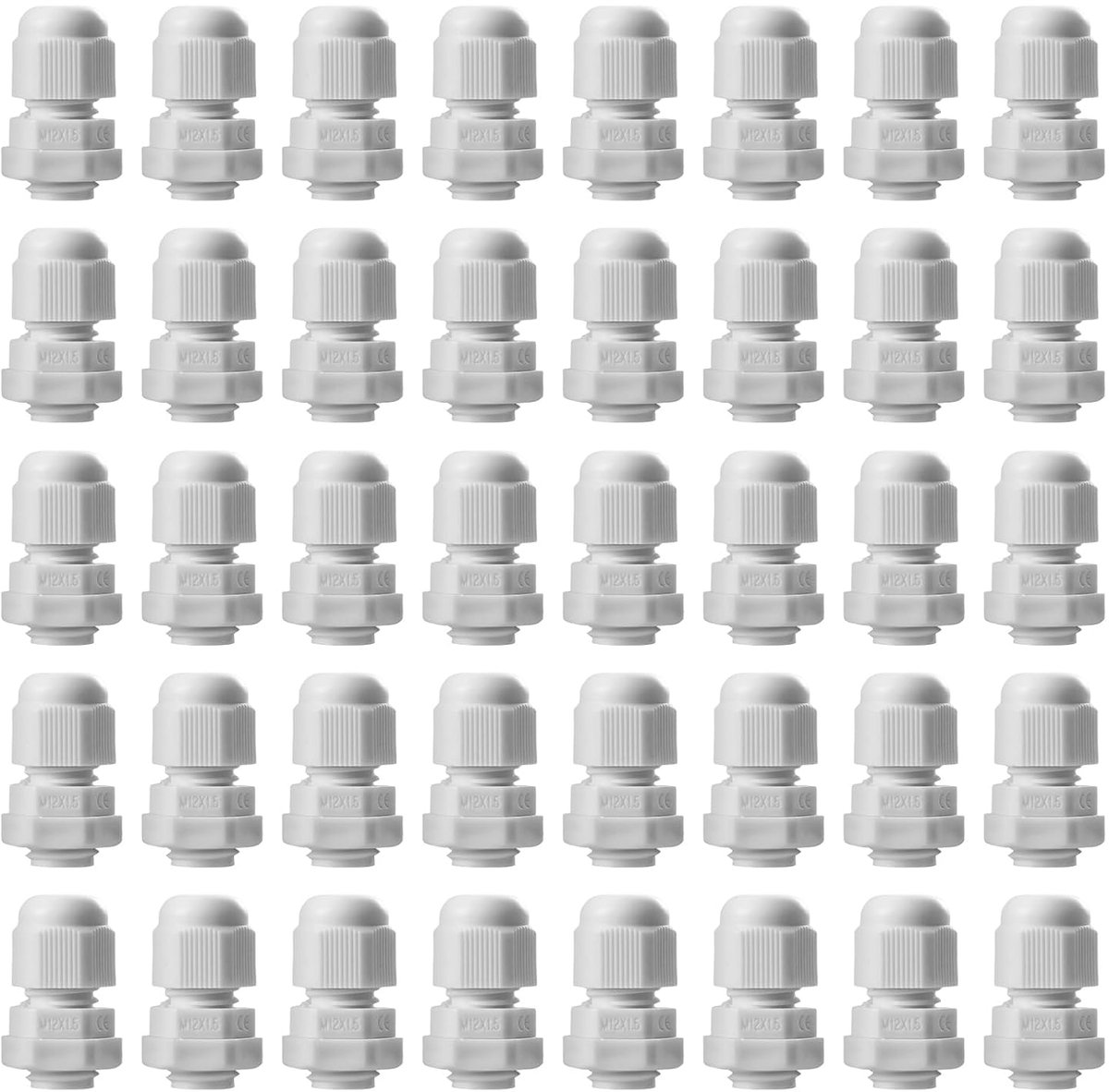 SnelShoppen - 40 Stuks M12 Kabelschroefaansluiting, IP68 Waterdichte Kabeldoorvoer, Kabelwartel Verbindingen voor Buiten Tuin Controlebox, Takdoos, Ku