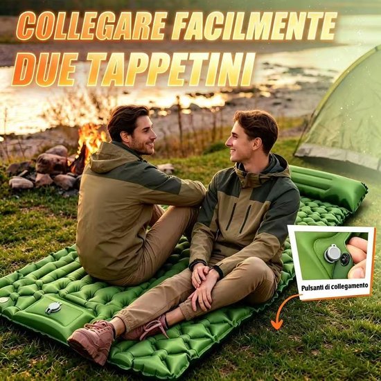 Camping Matras - Slaapmat Luchtbed - Buiten Overnachten - Zelfopblazend met Voetpomp - 195 x 65 cm - Groen van Camping — afbeelding 4