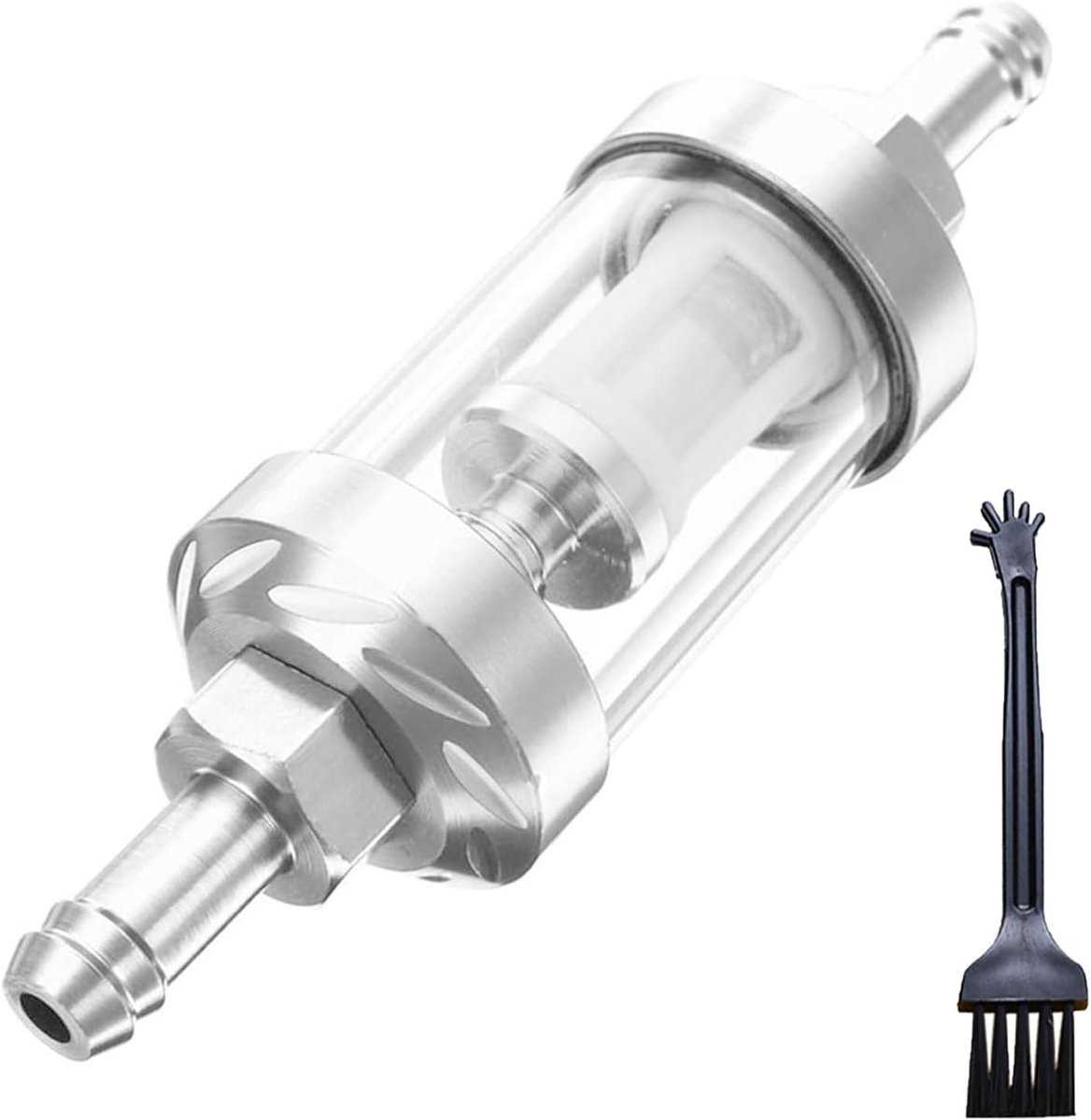 Brandstoffilter universeel 8mm - aluminium legering - hoge filtratie efficiëntie - voor motorfiets en ATV - ShopVlot