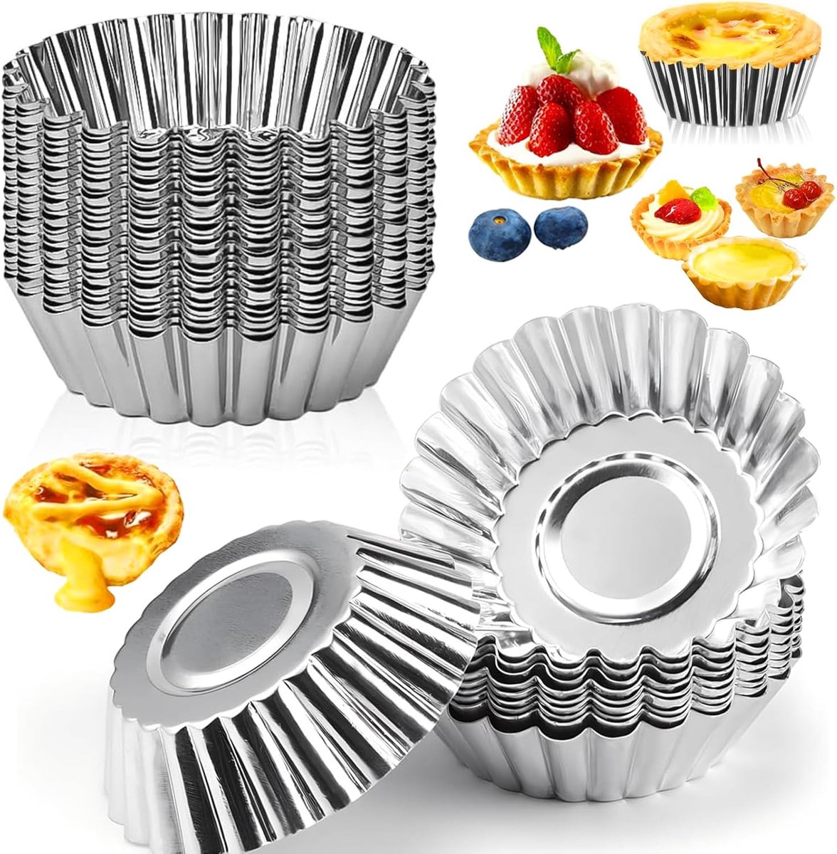 SnelShoppen - 36 Stuks Eieren Cake Vormpjes, Aluminium Mini Muffin Mallen, Herbruikbaar, Voor DIY Bakken, Keuken Bakgereedschap, Niet Plaklaag, Perfec