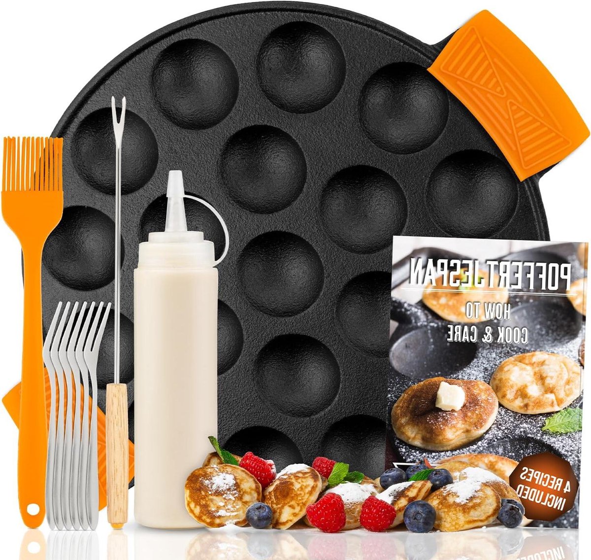 Poffertjespan Set Mini Poffertjesmaker Nederlandse Traditie Complete Set Inclusief 19 Poffertjes Zwart