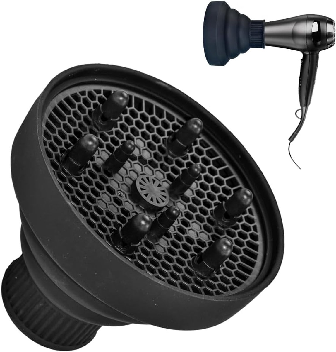 SnelShoppen - Universele Haardroger Diffuser - Vouwbare Haardroger Accessoire - Geschikt voor de Meeste Haardrogers - Ideaal voor Krullen - Reishaar D