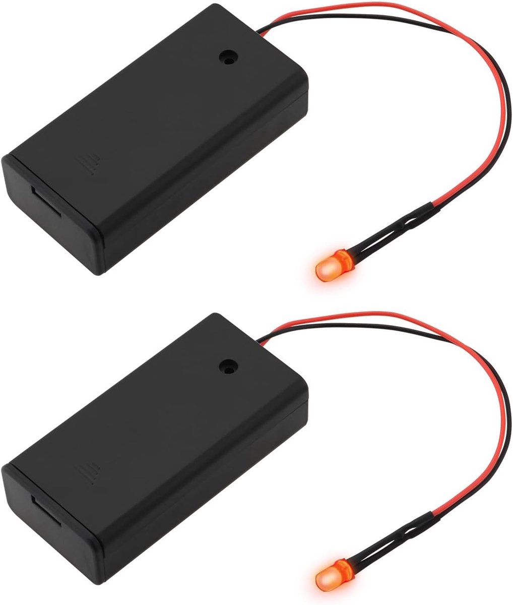 SnelShoppen - Set van 2 Stuks 5mm Rode LED Alarm Neppaal met Voorbedrade Batterijhouder voor Auto's Boot Motor Garage, AA Batterijen Niet Inbegrepen