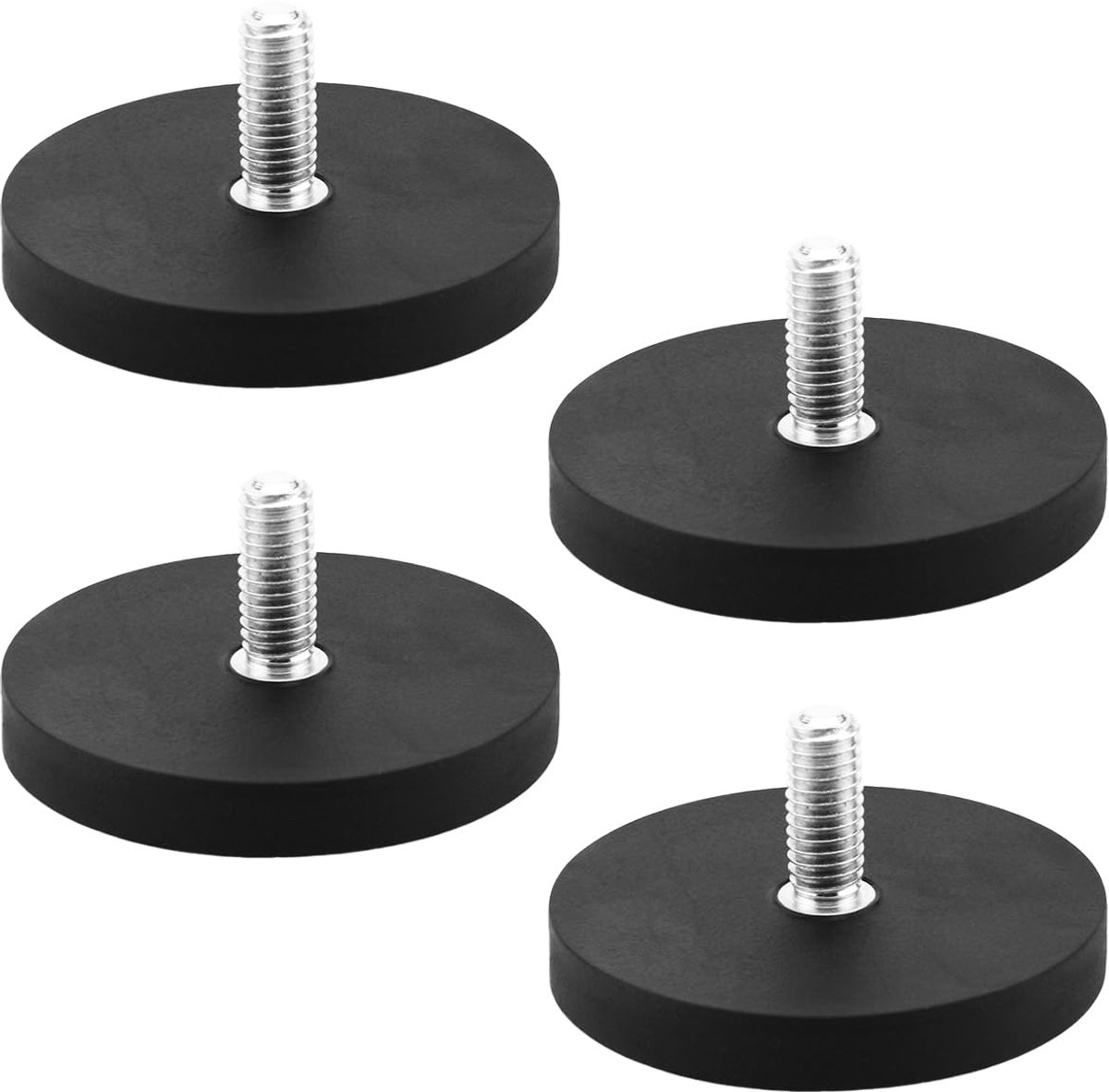 Neodymium magneten met rubber - 4 stuks - M6 schroefdraad - sterke bevestiging van gereedschap - ShopVlot