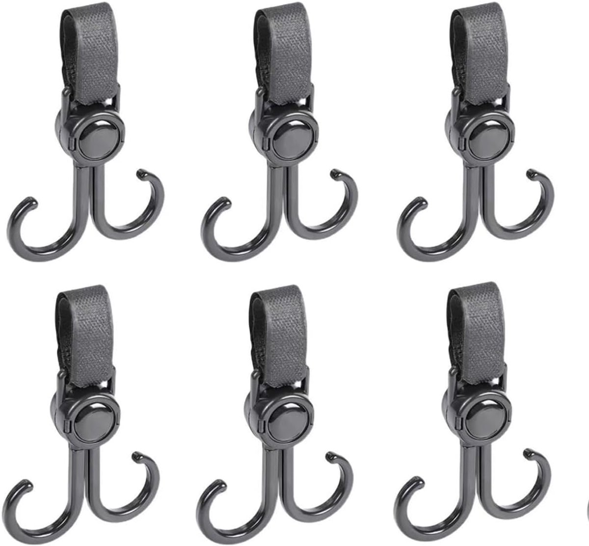 SnelShoppen - 6-Pack Verstelbare Kinderwagen Haak Hanger Clips voor Binnen en Buiten - Ideaal voor Winkel, Luiertas, Kamperen, Reizen en Meer