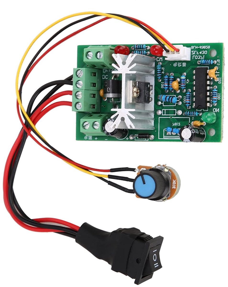 SnelShoppen - 5-30V DC 6A 150W PWM Snelheidsregeling Verstelbare DC Borstelmotor Snelheidscontroller met Omkeerschakelaar voor Tuin, Hobby en Technisc