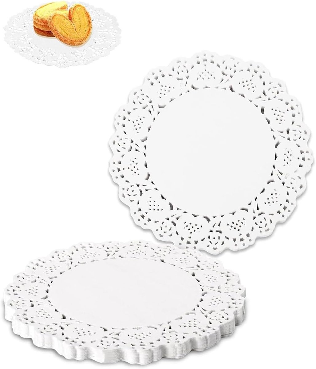 Papieren dekens 16.5 cm - witte kant - 100 stuks - tafelbescherming voor feestjes - ShopVlot
