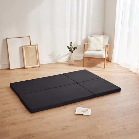 Vouwmatras Gasten - Opklapbaar Bed - Logeren Comfortabel - Dubbelzijdig Bruikbaar - 140 x 195 cm - Zwart — afbeelding 3